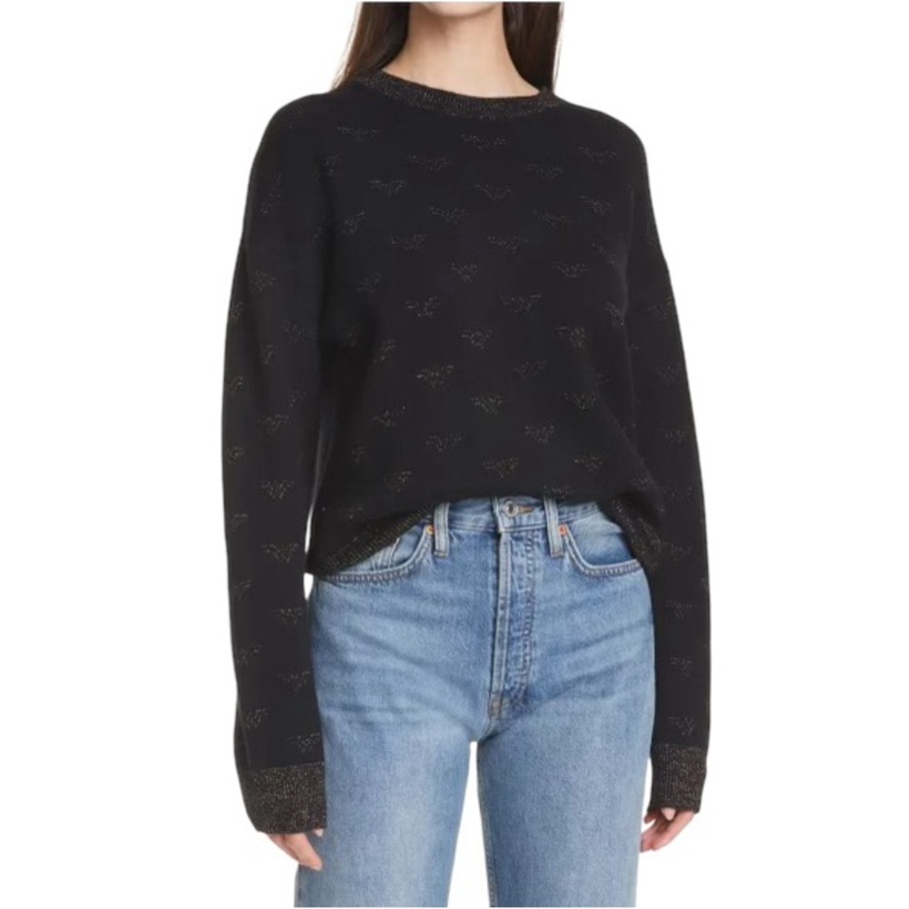 RE/DONE 80s Metallic Wonder Woman Black Intarsia Sweater Size XS NWT Retro Style